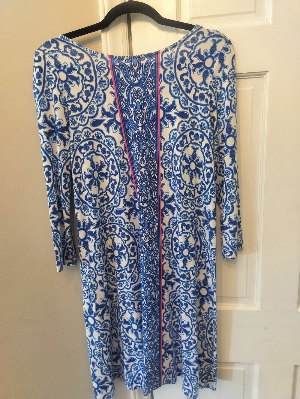 Lilly Pulitzer Ophelia Blue and White Long-Sleeve Printed Midi Dress